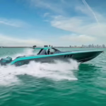 Cigarette Racing 59 Tirranna Center Console Boat Cruising At High Speed.