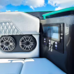 Cigarette Racing 59 Tirranna Center Console Boat JL Audio Speakers and Garmin Control Screen.